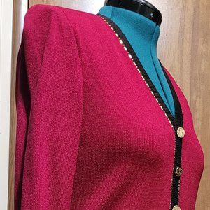St. John By Marie Gray Collection Brick Red/Brown trim Cardigan/Jacket